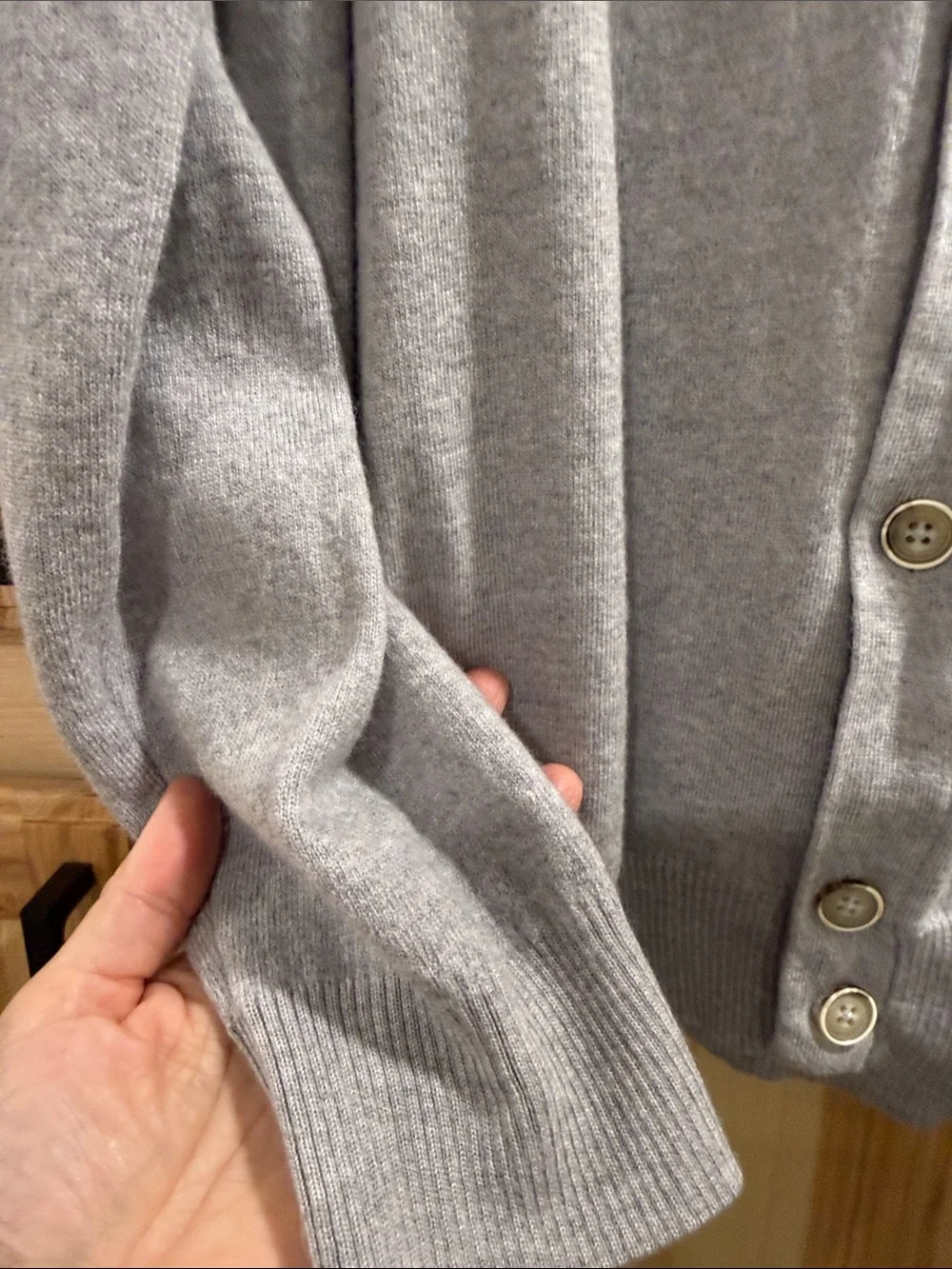 Thomas Dean Merino Wool Men’s XXL Light Gray Button-Up Cardigan Grandpacore